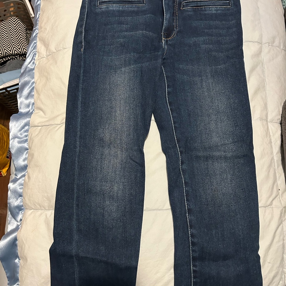 New York & Company Dark Blue High Waist Cropped Leggings
